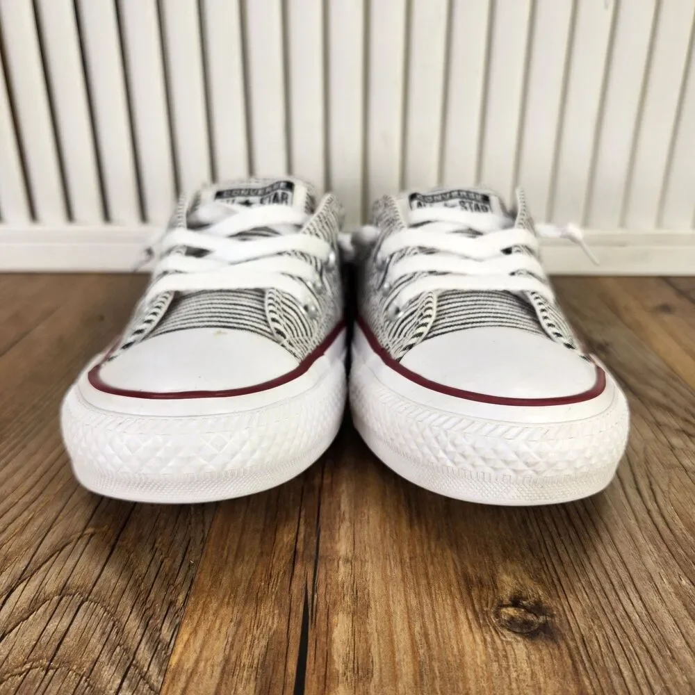 Converse Shoreline Womens Sz 6 White Black Striped Slip On Sneaker Shoes 562034F